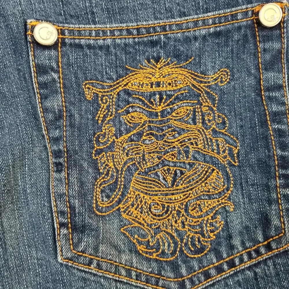 Coogi Jeans Mens 36x34 Blue Denim Embroidered Dragon Back Pocket Baggy Hip‎ Hop